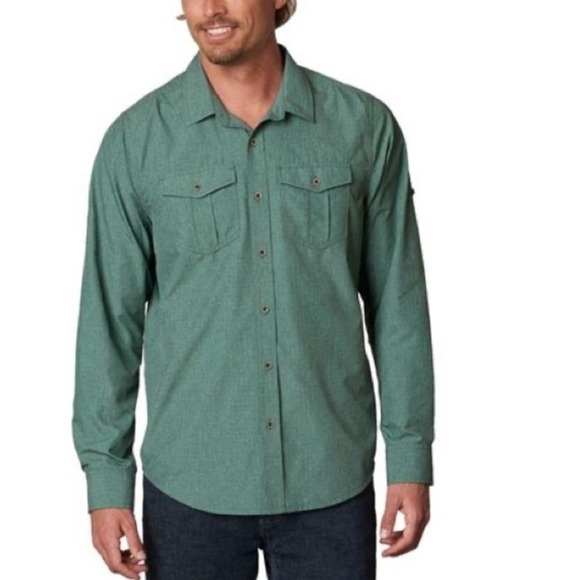 Prana Other - Prana Mens Large Button Down Shirt Long Sleeve Hiking Travel Green‎ Size L